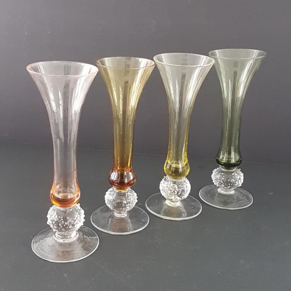 4pc Hand Blown Cordial Shot Glasses Set - Trumpet Shape